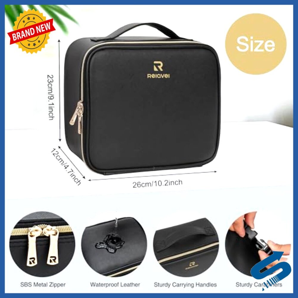 LED Mirror Travel Makeup Case with Adjustable Dividers and Brush Holder - Picture 5 of 6